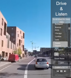 Screenshot von der Website Drive an Listen: Straße in Dublin